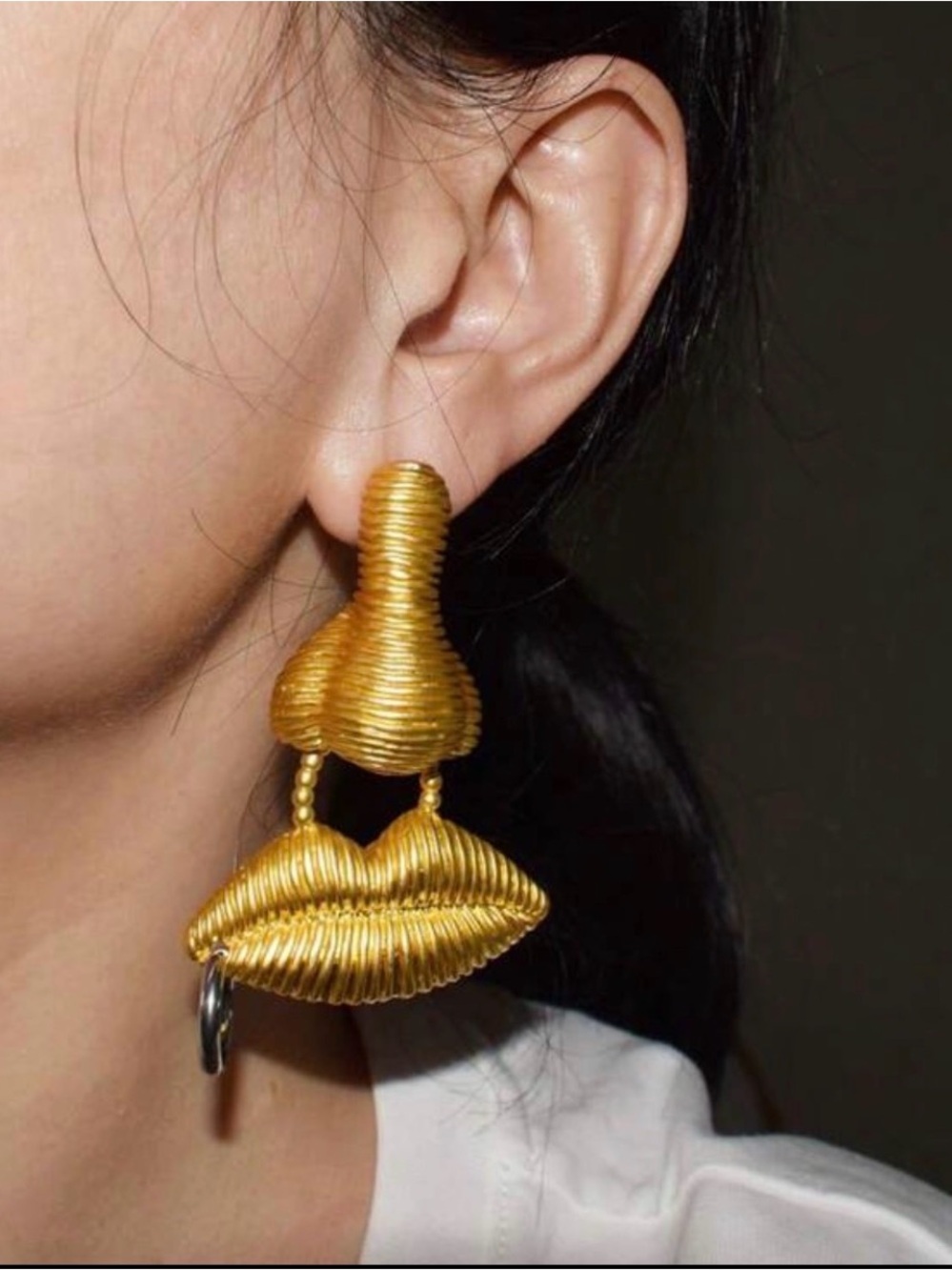 Gold Sculptural Statement Drop Earrings - Women Jewelry - Picture 4 of 5